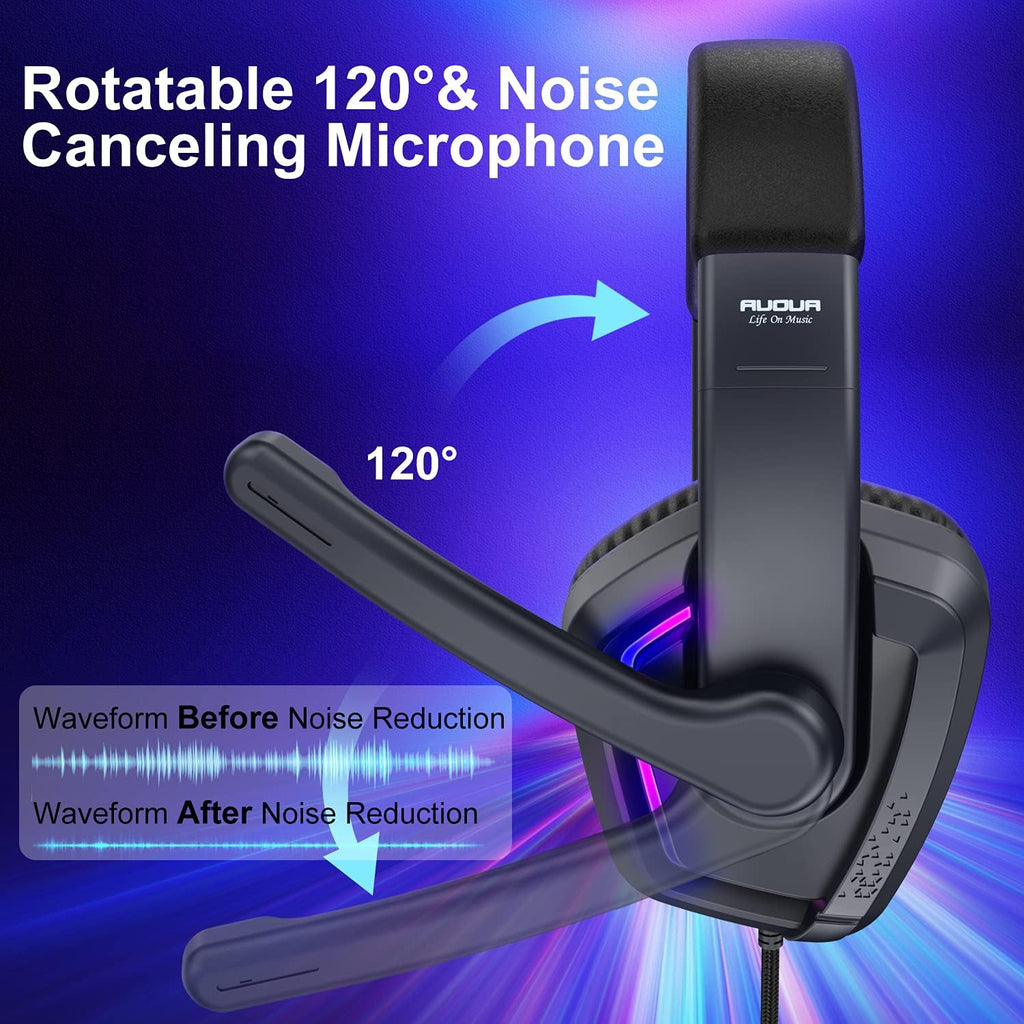 USB 7.1 Surround Sound Over Ear Wired Gaming Headset with Noise Cancelling Mic L2789