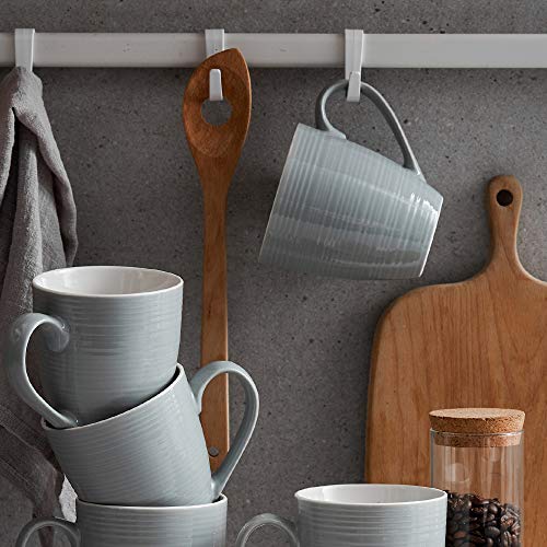 White Ceramic Coffee Mugs Set of 6, 17 Oz D6355