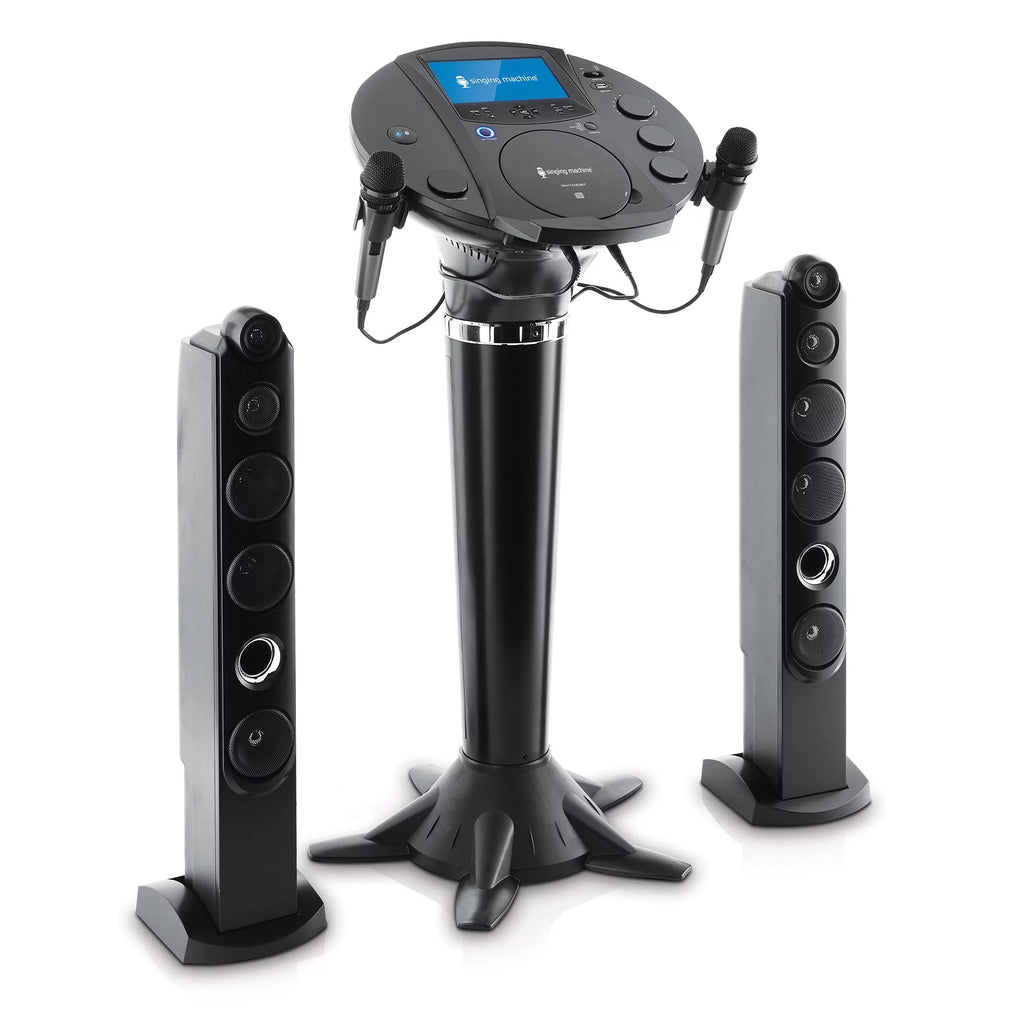 Black Bluetooth Pedestal Karaoke System with Two Microphones F97893