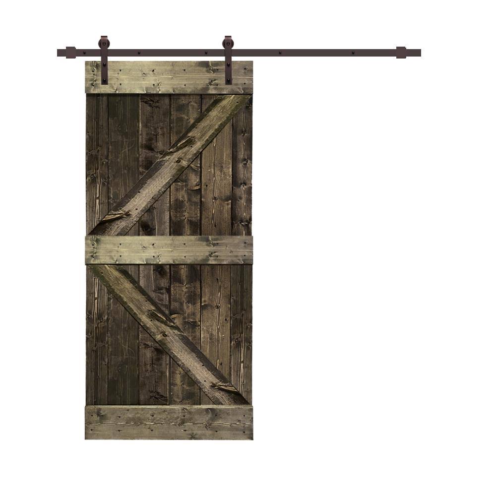 Stained Wood Sliding Barn Door with Hardware Kit T504