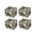 6.5 inch Square Driftwood Votive Candle Holder Set of 4 Wood Glass P2107
