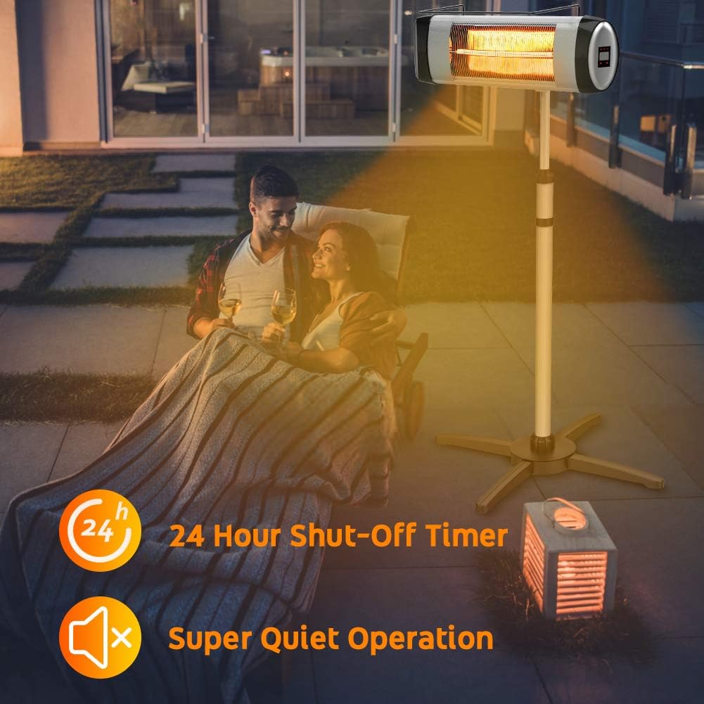 Electric Infrared Patio Heater, Freestanding with Remote Control and 24H Timer H669