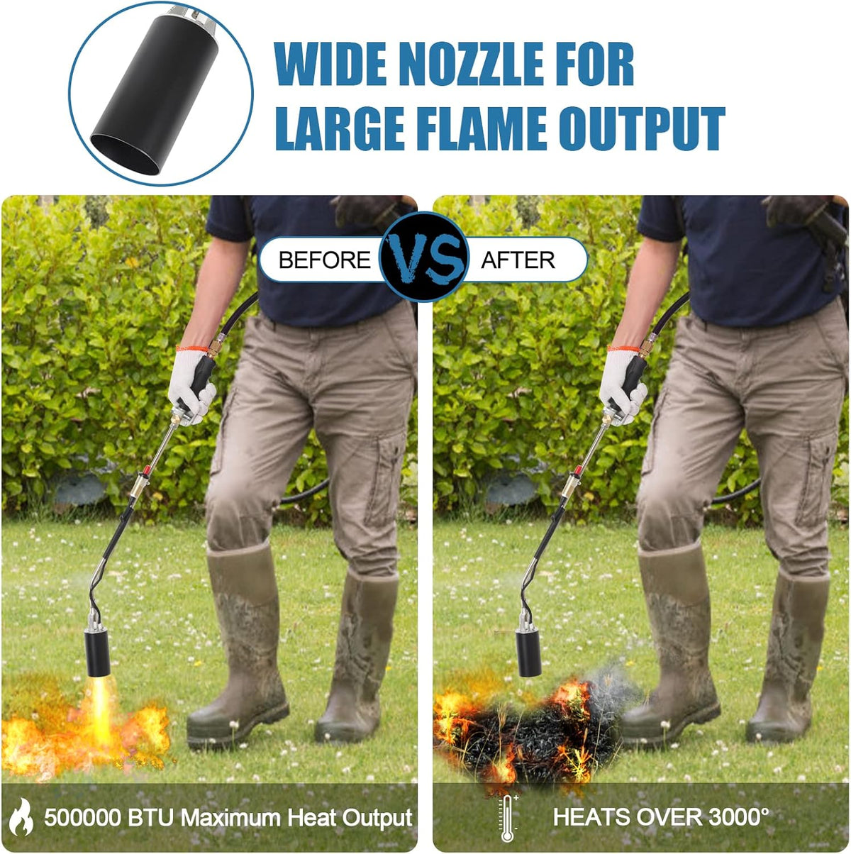 Propane Weed Torch Burner 700000 BTU with Push Button Igniter and 6.5 FT Hose G588