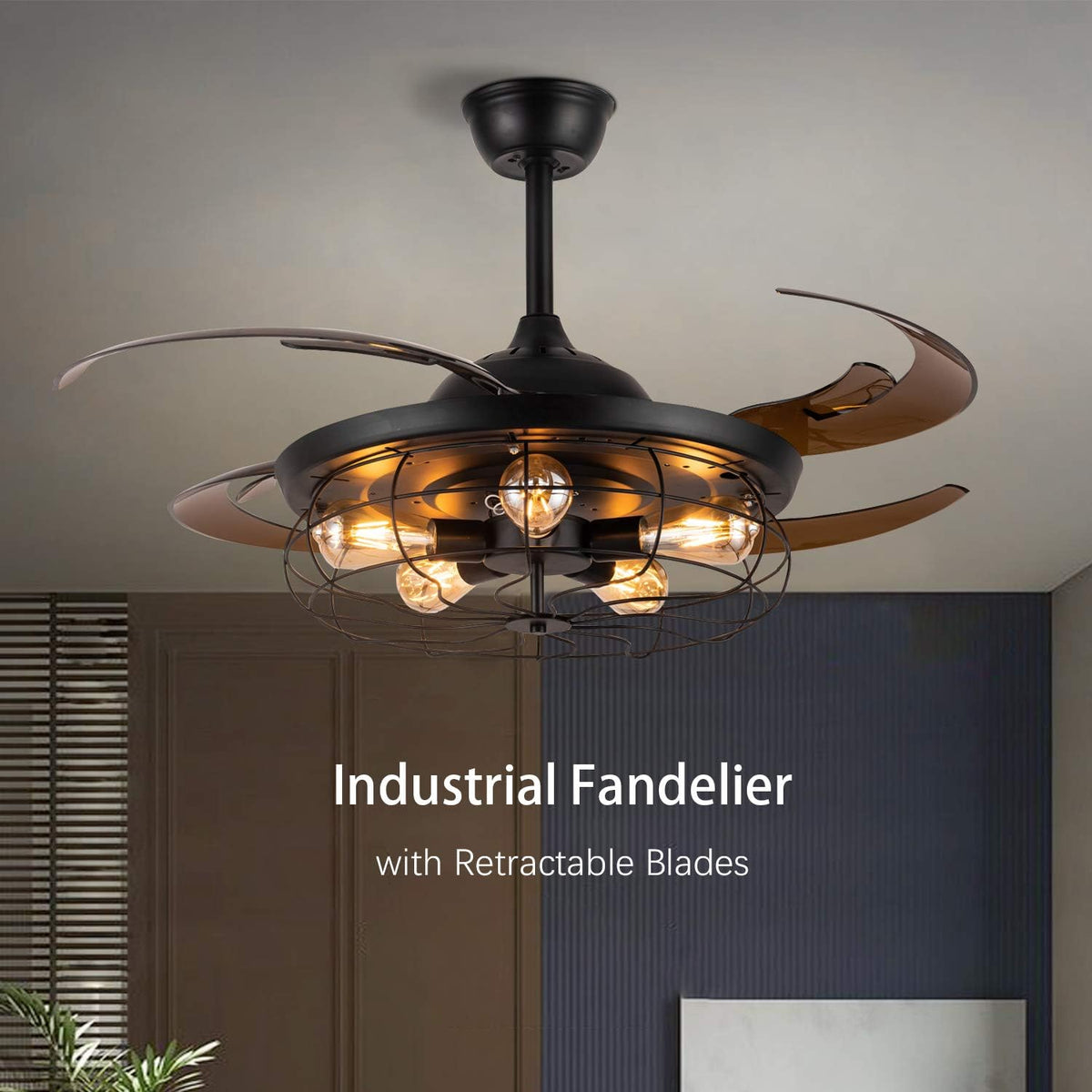 Black Reverse Ceiling Fan with Remote H340