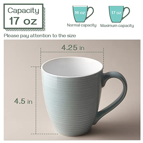 White Ceramic Coffee Mugs Set of 6, 17 Oz D6355