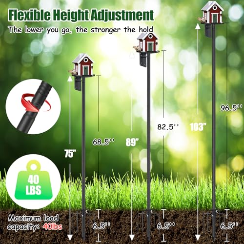 103" Extra Tall Bird Feeder Pole with Anti-Tip Stakes V9564