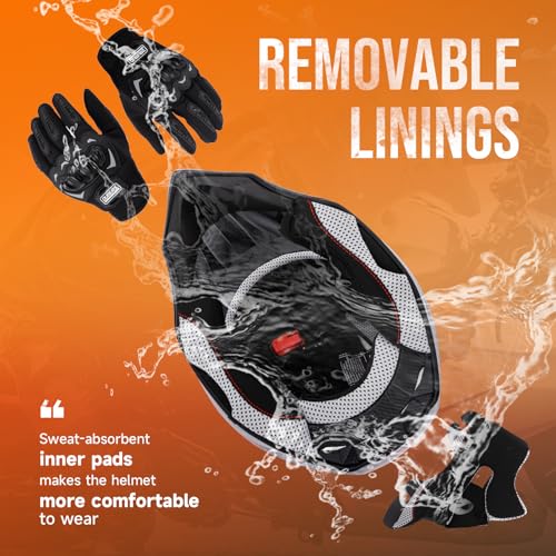 Adult ATV Dirt Bike Helmet Dual Visor with Gloves & Mask Adjustable Sun Visor Motorcycle Helmet Q256209