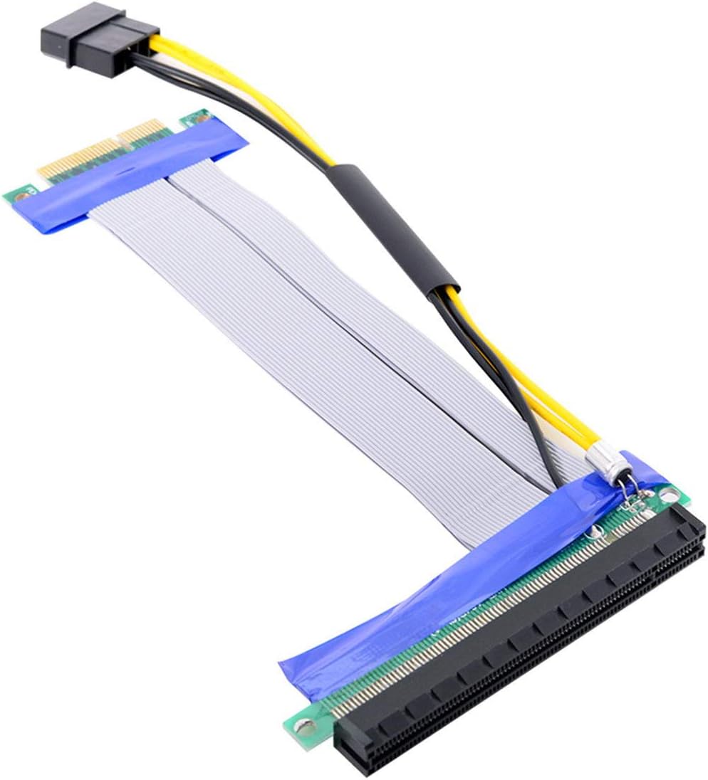 PCI-E Express 4X to 16x Riser Card Adapter with 4pin Power 15cm Pack of 2 D575085