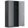 Grey 72" Steel Storage Cabinet with 4 Shelves and Hanging Rod Y107921