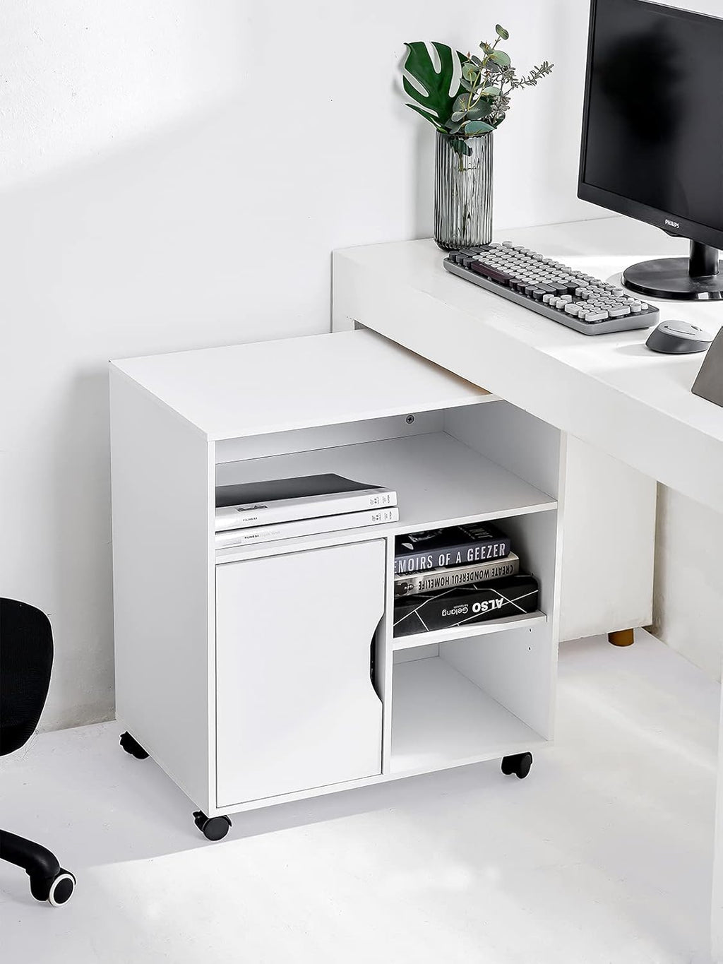 Mobile File Cabinet with Wheels and 3 Open Shelves G83995