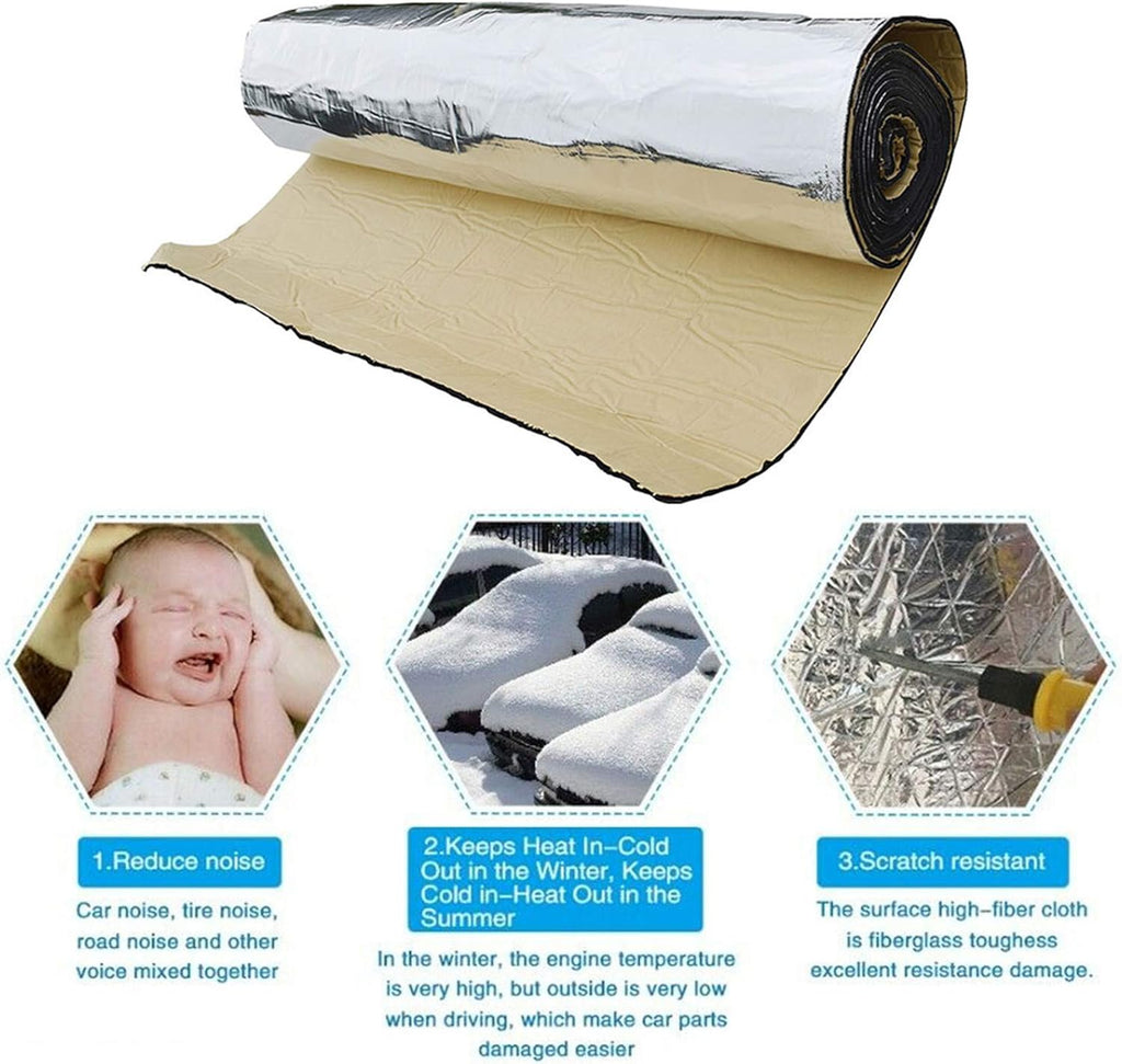 394mil 32.29sqft Car Heat Sound Deadener Insulation Mat Aluminum Fiber Pack of 2 O470002