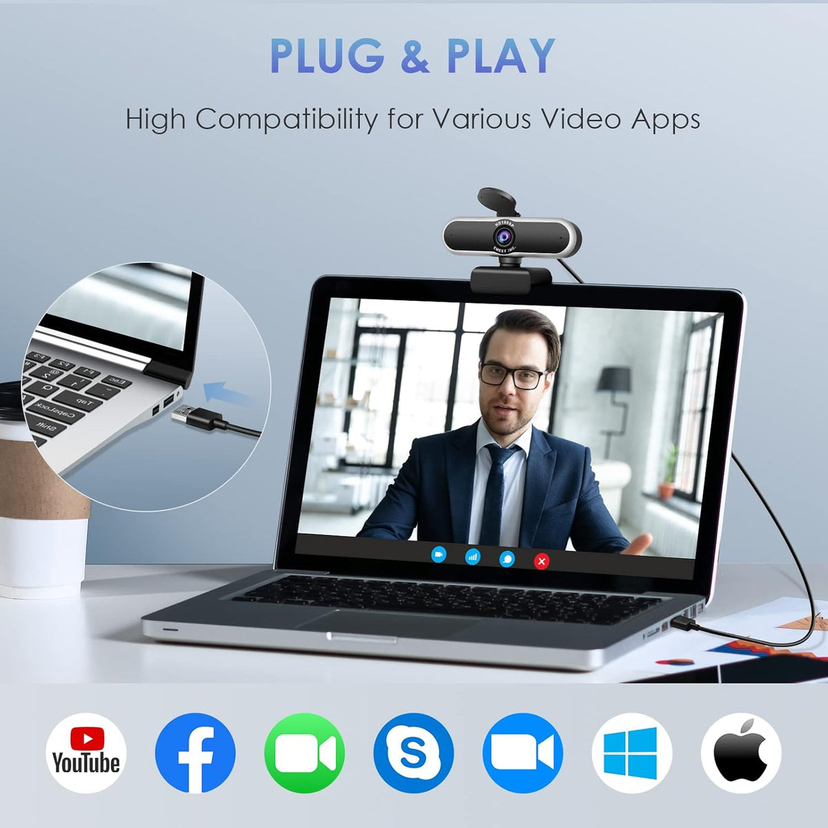 1080P Webcam with Microphone Pack of 2 B6542