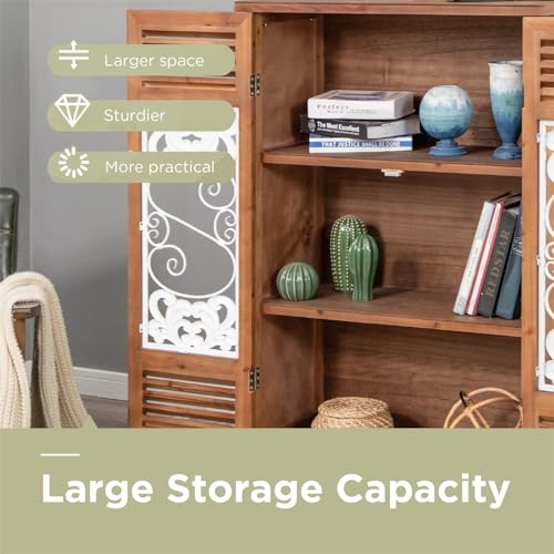 Accent Cabinet with 2 Doors Distressed Storage Cabinet with Carved Pattern H9816