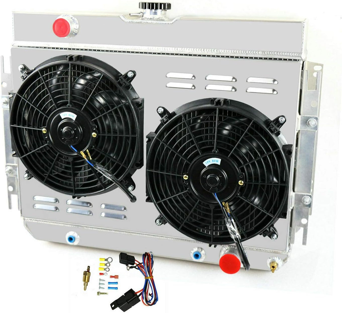 3 Row Aluminum Radiator with Fan Shroud and Thermostat X286480