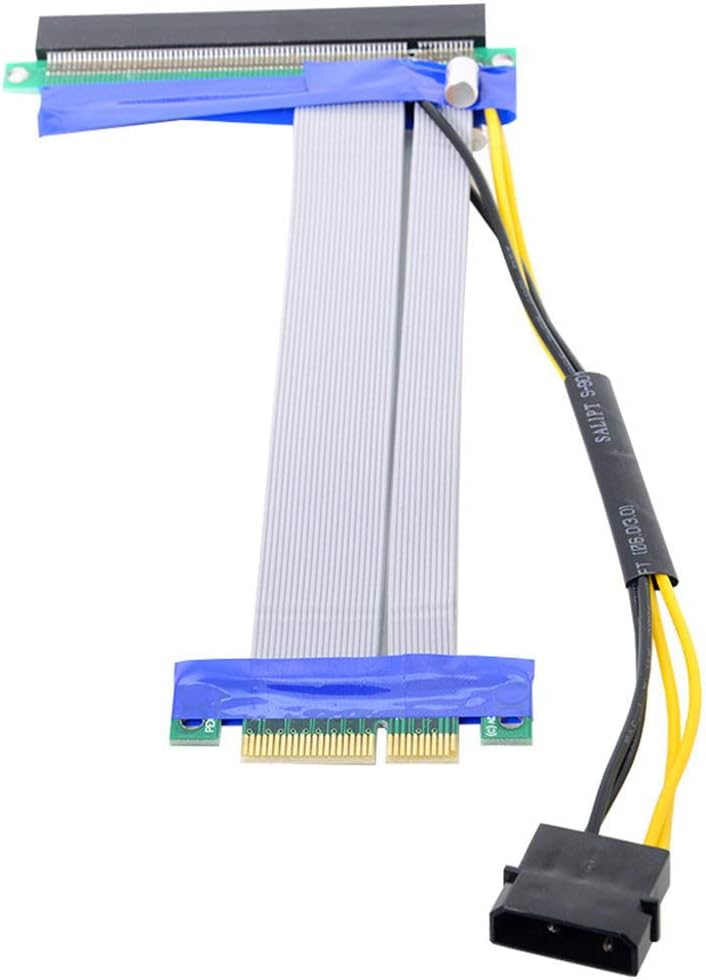 PCI-E Express 4X to 16x Riser Card Adapter with 4pin Power 15cm Pack of 2 D575085