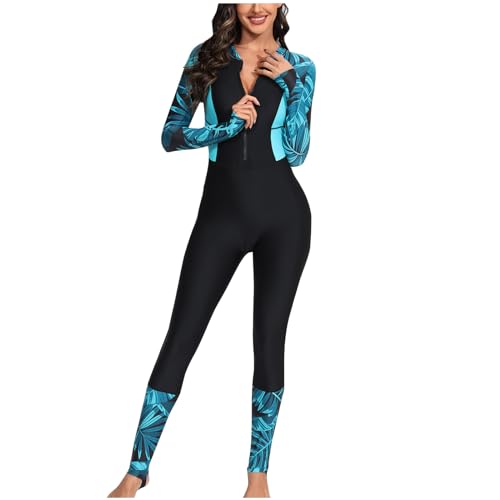 Long Sleeve Long Pant Zip Front One Piece Swimwear Z2808