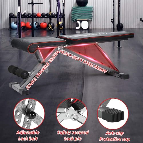 Adjustable Weight Bench, Foldable Folding Bench 330 lbs Capacity, Decline Incline Flat V627