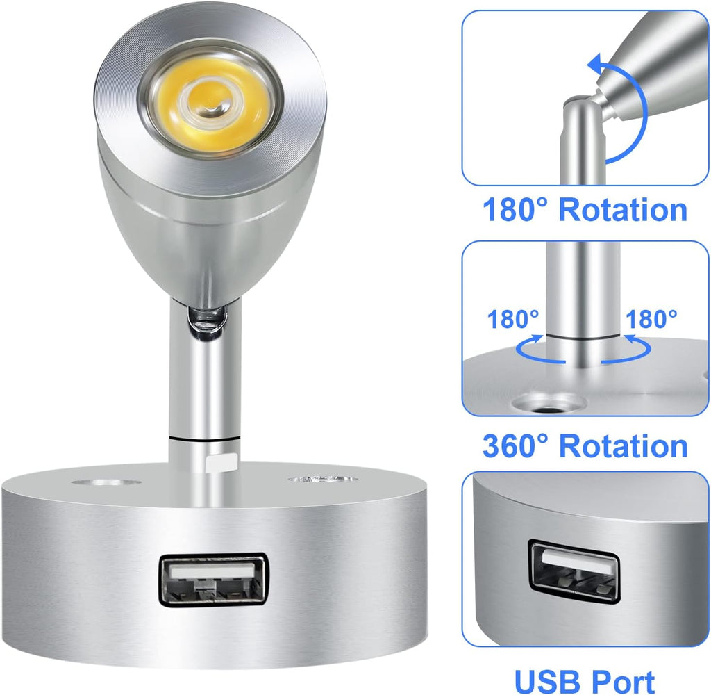 4PCS DC12-24V LED Reading Lamp with USB Port R5098