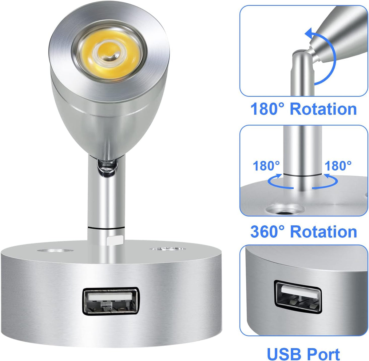4PCS DC12-24V LED Reading Lamp with USB Port R5098