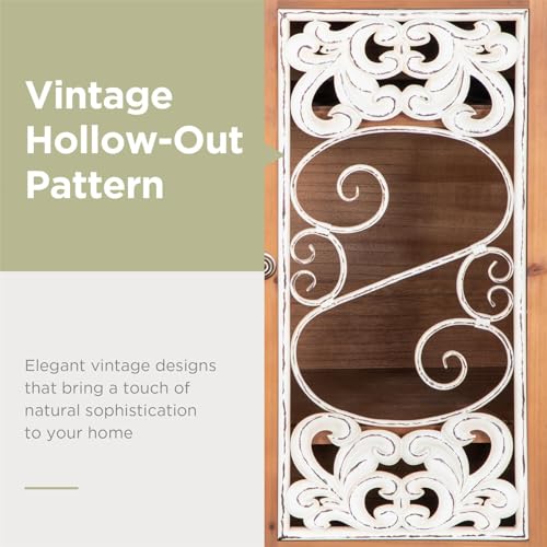 Accent Cabinet with 2 Doors Distressed Storage Cabinet with Carved Pattern H9816