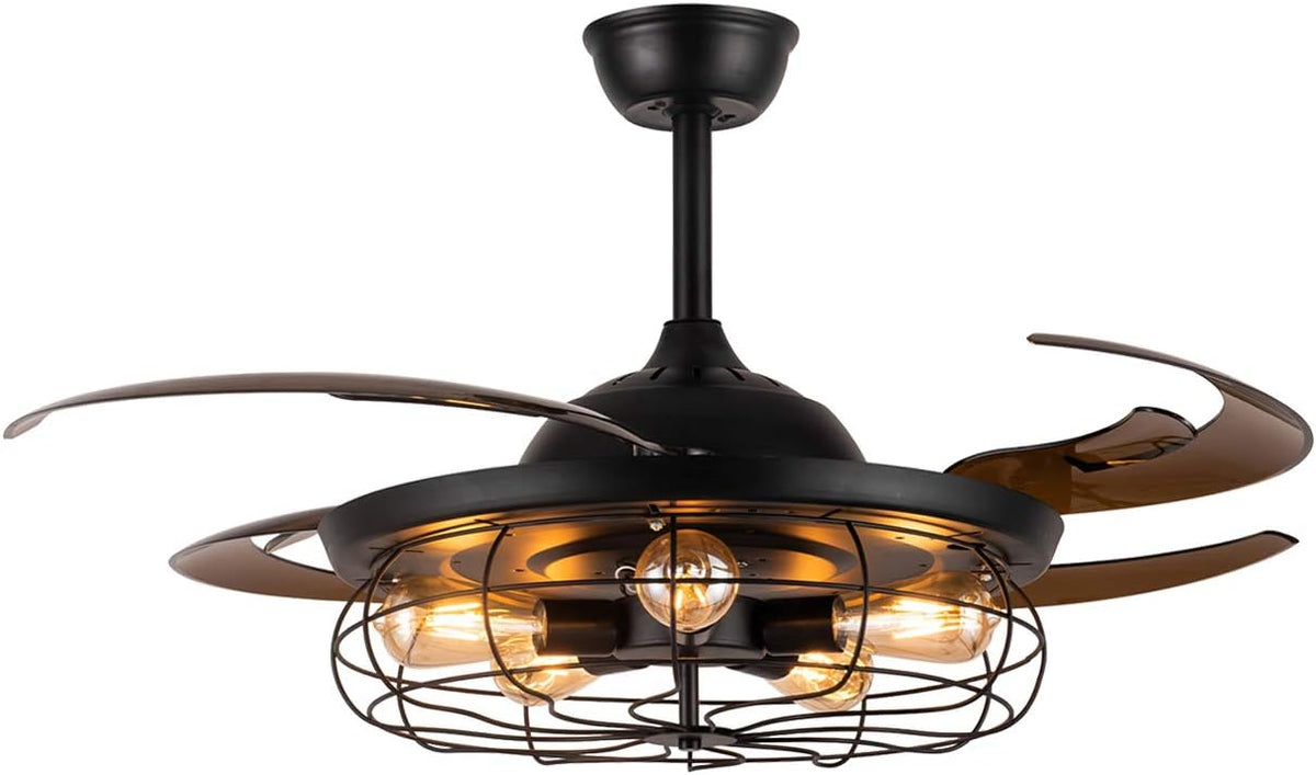 Black Reverse Ceiling Fan with Remote H340