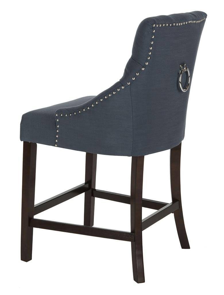 Navy Tufted Wing Back Counter Stool V782375