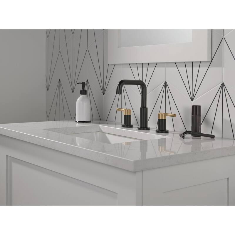 8 in. Double-Handle Bathroom Faucet in Matte Black/Champagne Bronze Y396