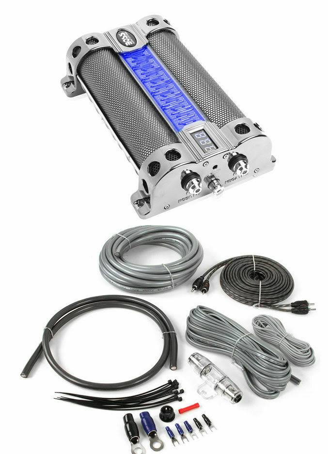 8 Farad LED Digital Car Capacitor with 4 Gauge Wiring Kit W168