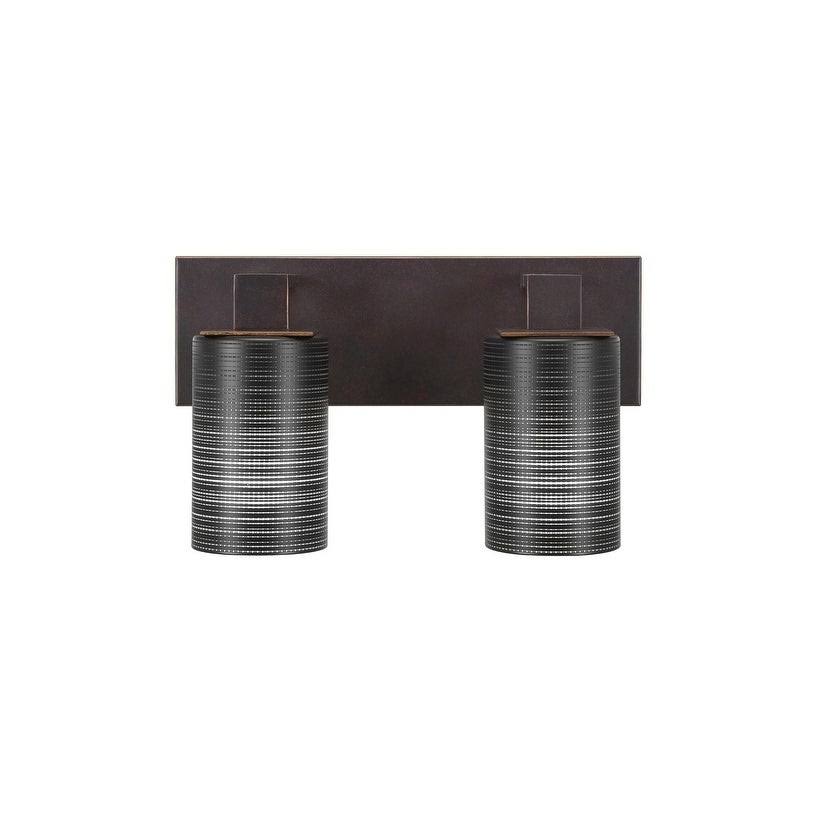 Two Light Bath Bar Dark Granite Finish with White Muslin Glass B330747