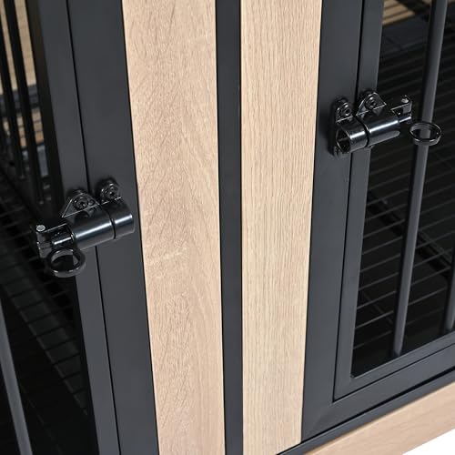 XL Double Large Wooden Dog Crate Furniture with Tray & Partition B5812