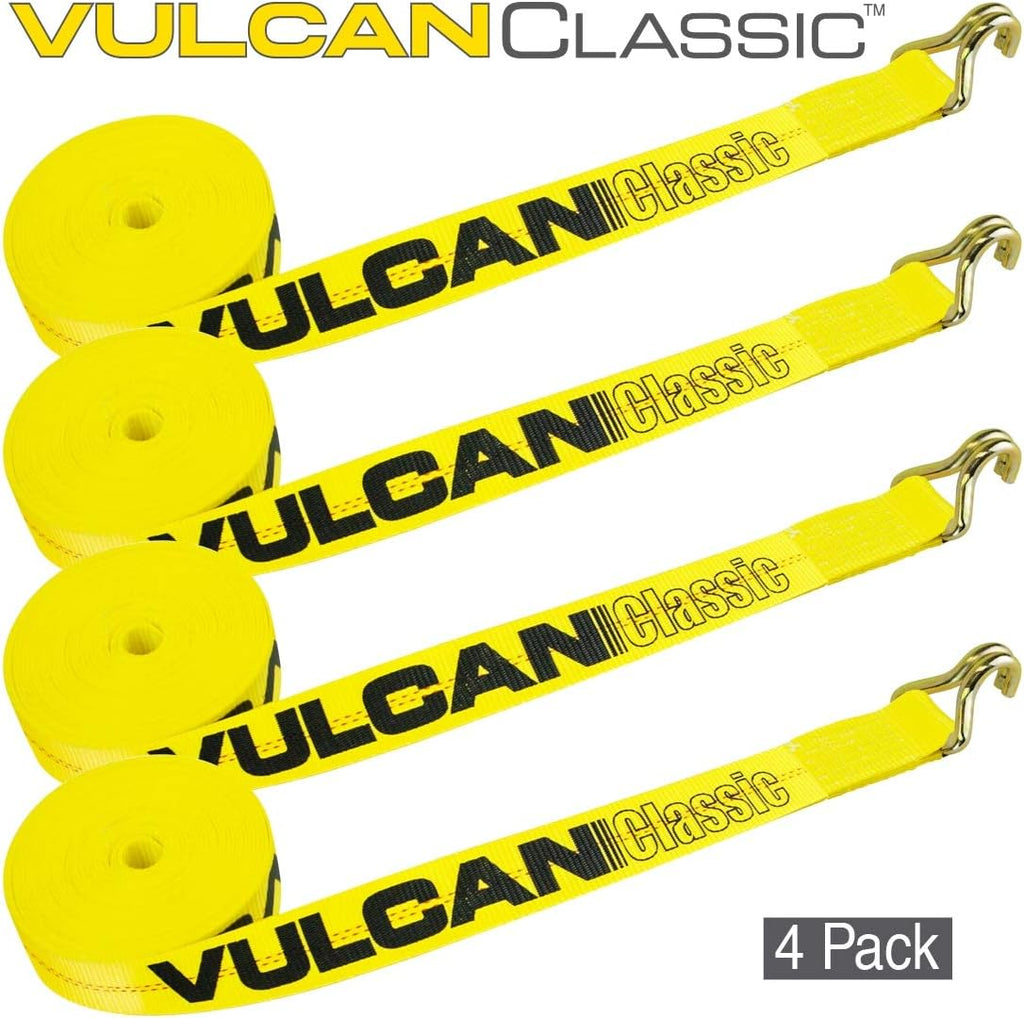 2 Inch x 30 Foot 4 Pack Yellow Winch Strap with Wire Hook K336135