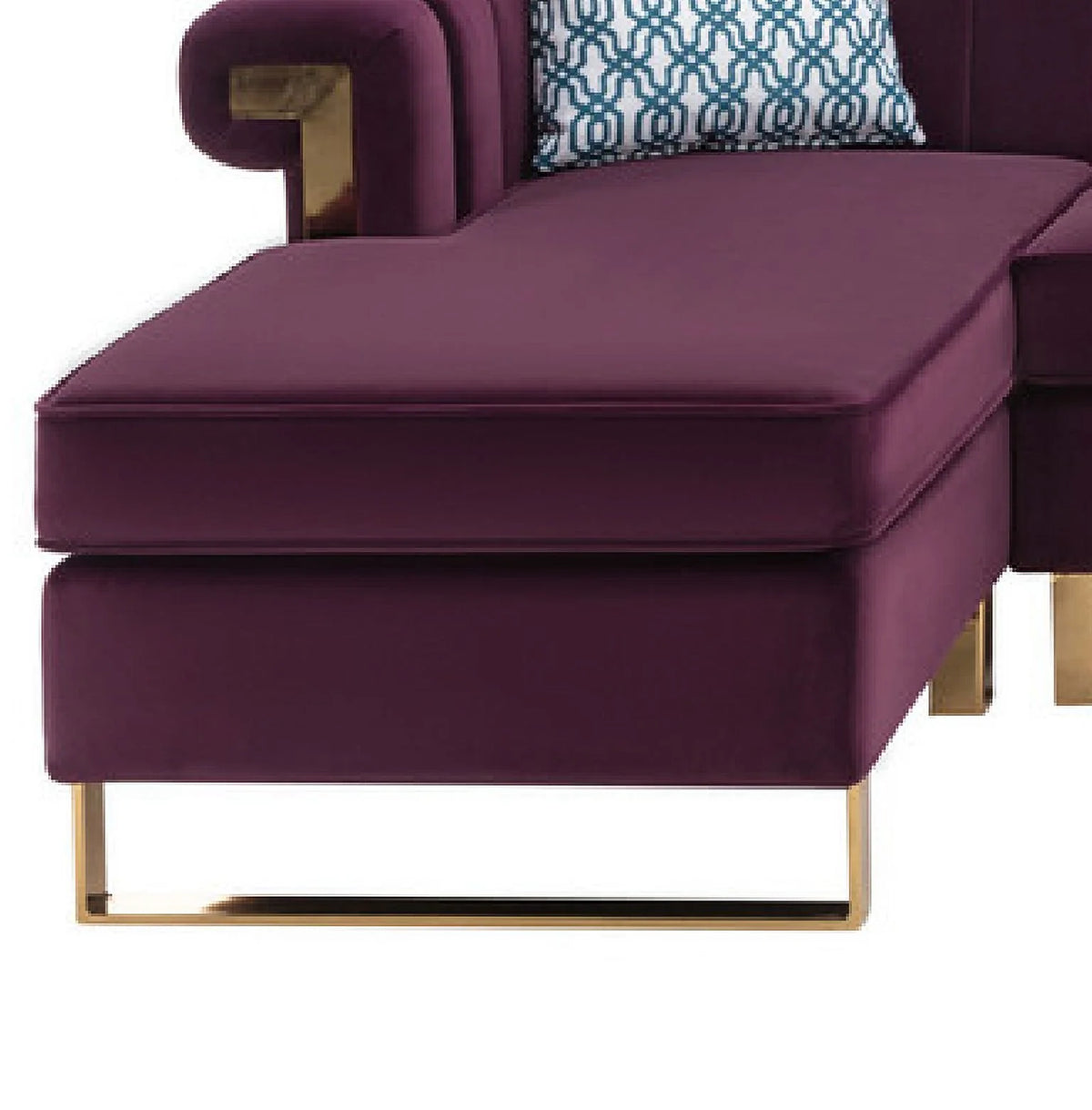 Purple Velvet 6-Seater Sectional Sofa with Storage Ottoman M69380