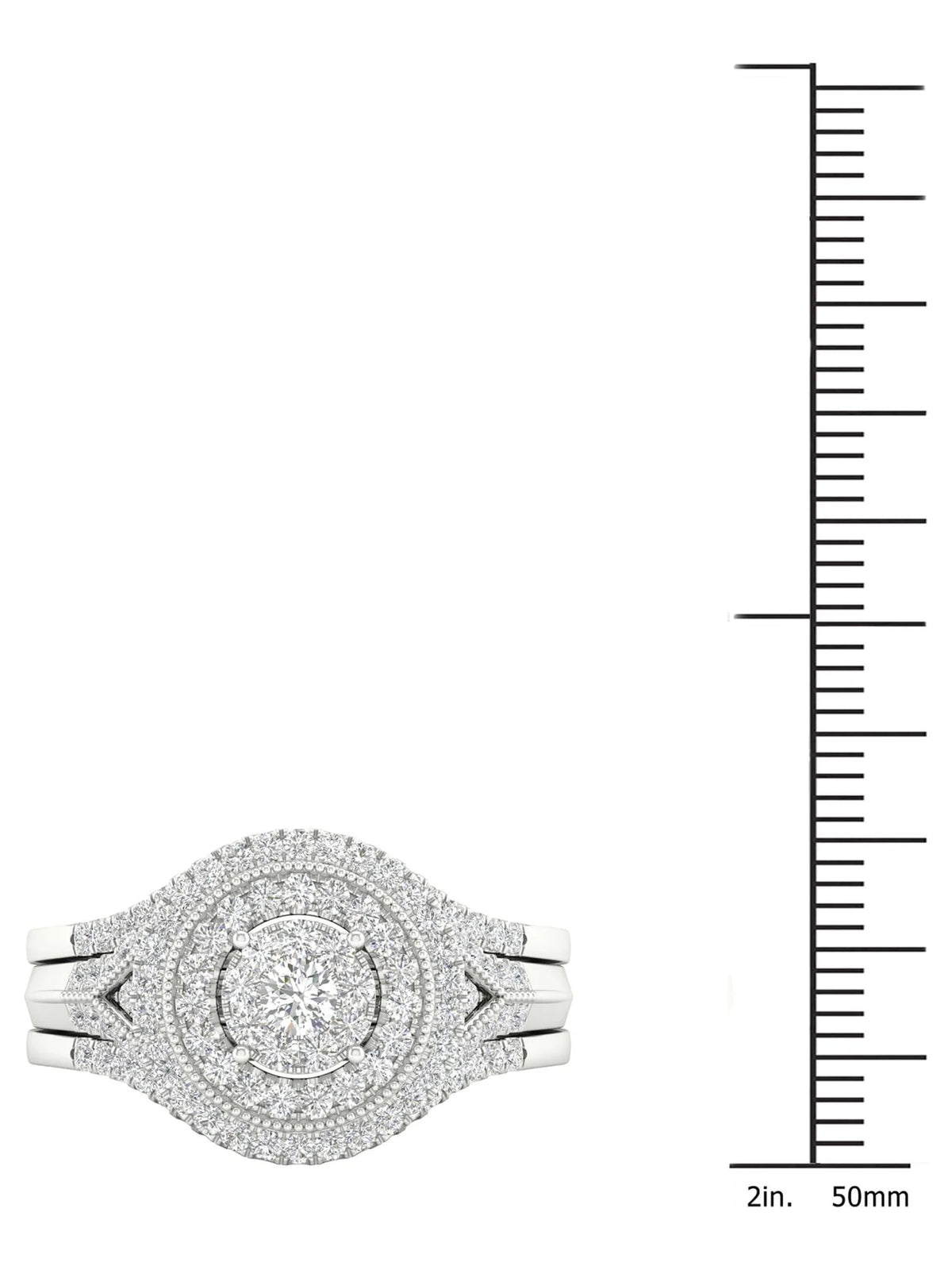 1/2Ct TDW Diamond 10k White Gold Cluster Halo Bridal Set A9466