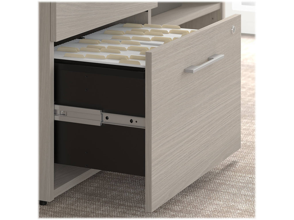 Sand Oak Low Storage Cabinet with Drawers and Shelves X159672