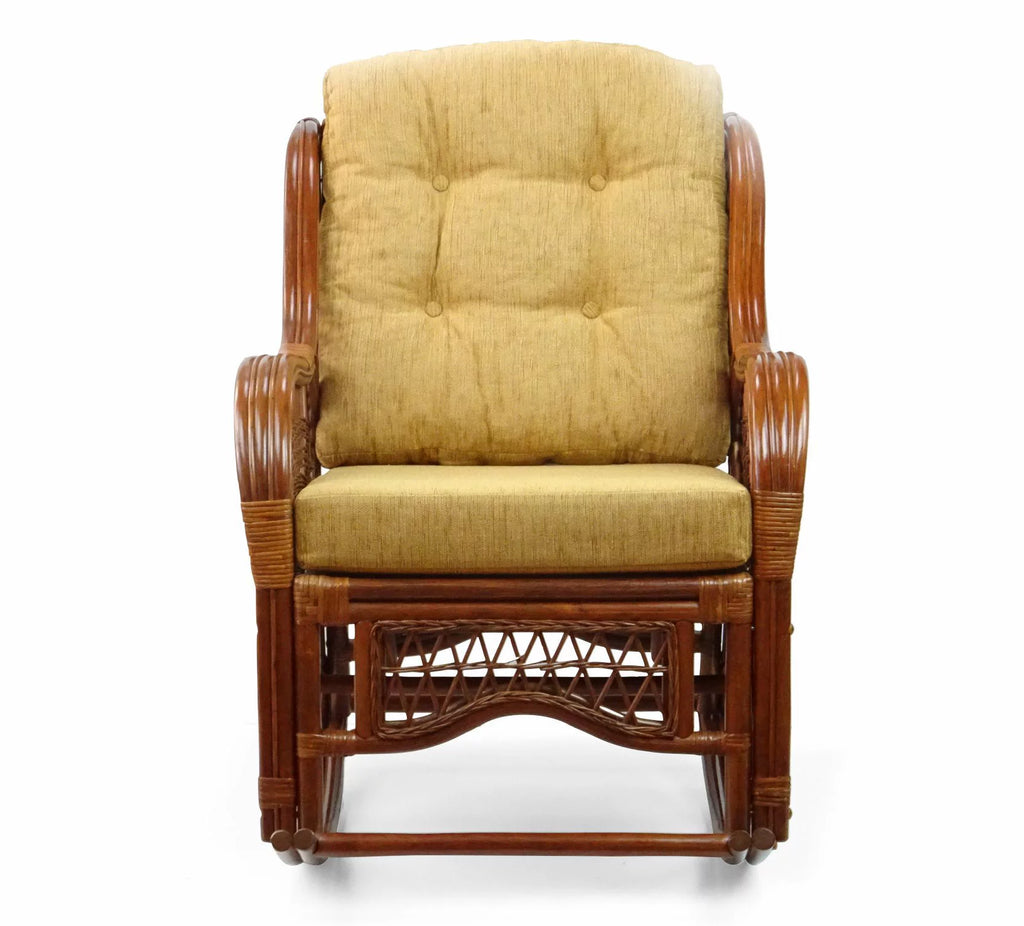 Handmade Natural Rattan Set of 2 Rocking Lounge Chairs and Round Coffee Table F2308