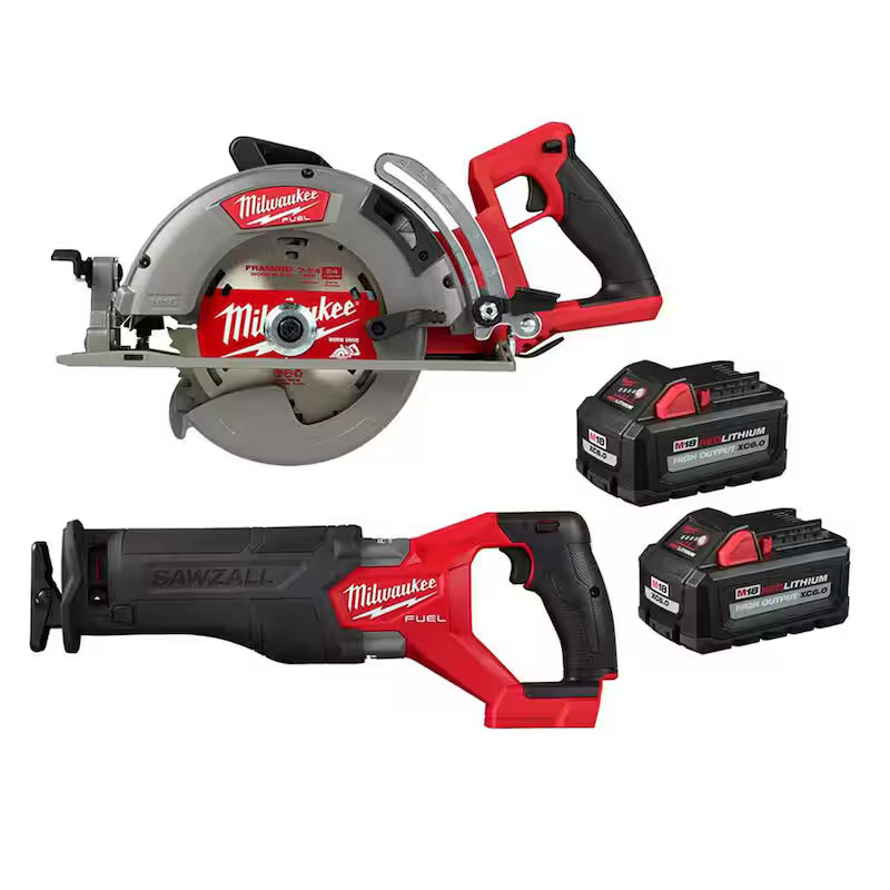 18V Cordless 7-1/4 in. Rear Handle Circular Saw with Two 6 Ah Batteries H369
