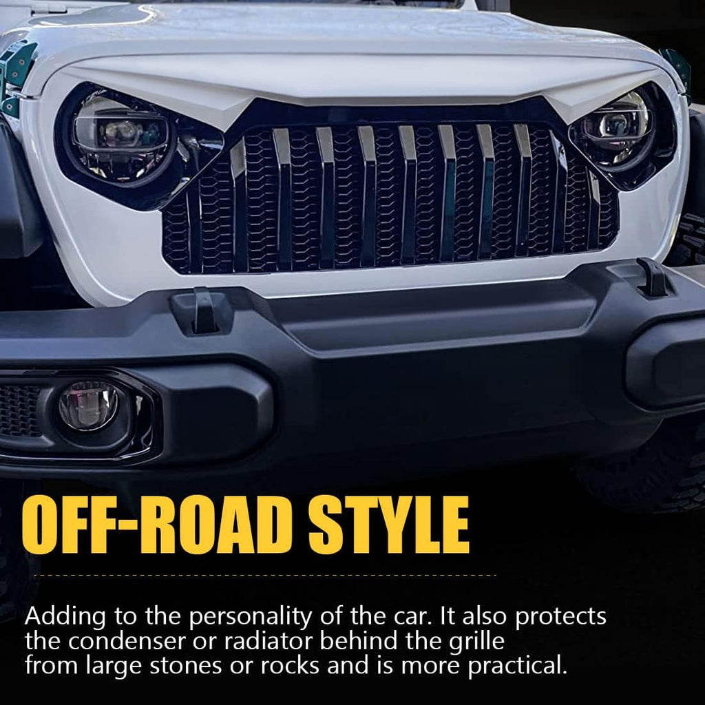 White Black Front Grill Cover with Mesh for Jeep Wrangler Y7777