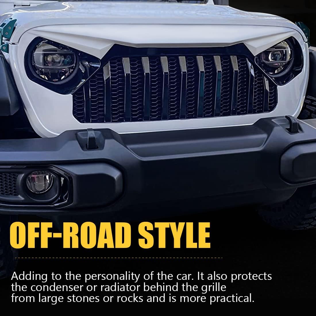 White Black Front Grill Cover with Mesh for Jeep Wrangler Y7777