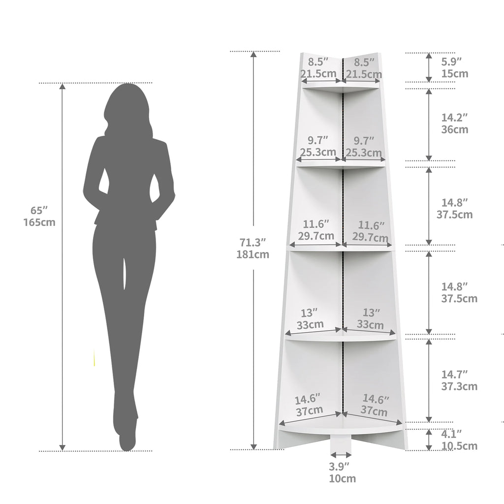 White 5 Tier Corner Shelf with Led Light X62351