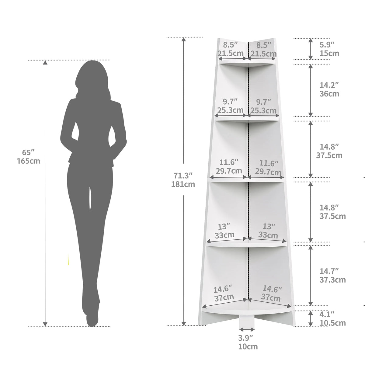 White 5 Tier Corner Shelf with Led Light X62351