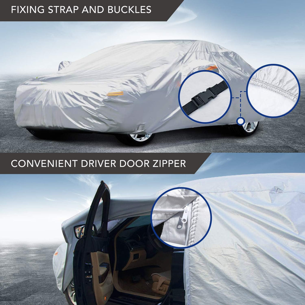 6 Layers Waterproof Car Cover with Zipper Door Pack of 2 M287