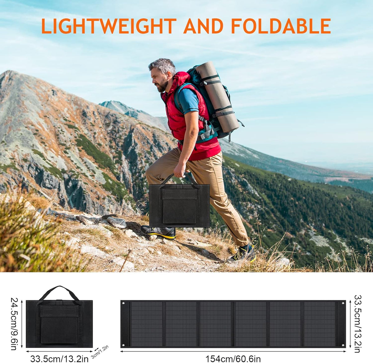 75W Foldable Solar Panel Kit with 18V DC and 2 USB Port L660