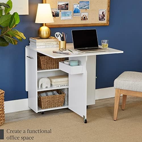 Folding Dining Table with Wheels 3 Shelves Brown P2680