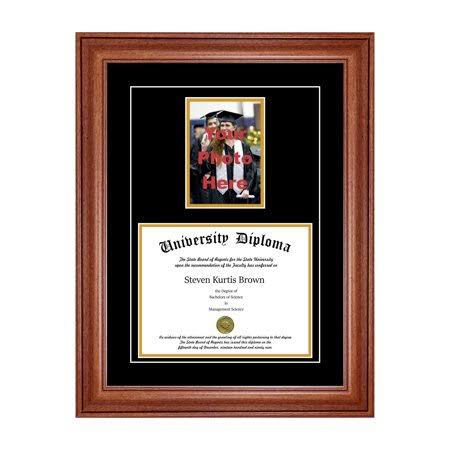Walnut 2 inch Diploma Frame with 5x7 Photo and Double Matting A269941