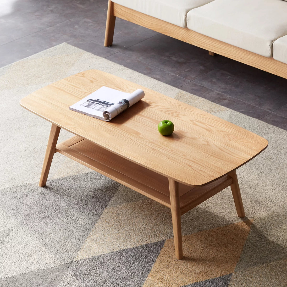 Solid Wood Coffee Table with Storage Shelf D33291