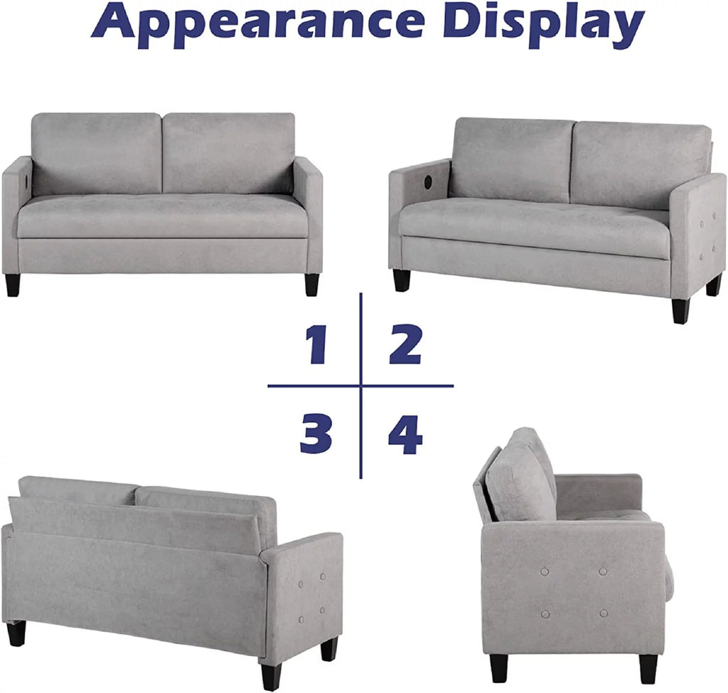 Light Grey Tufted 2 Seater Sofa I941080