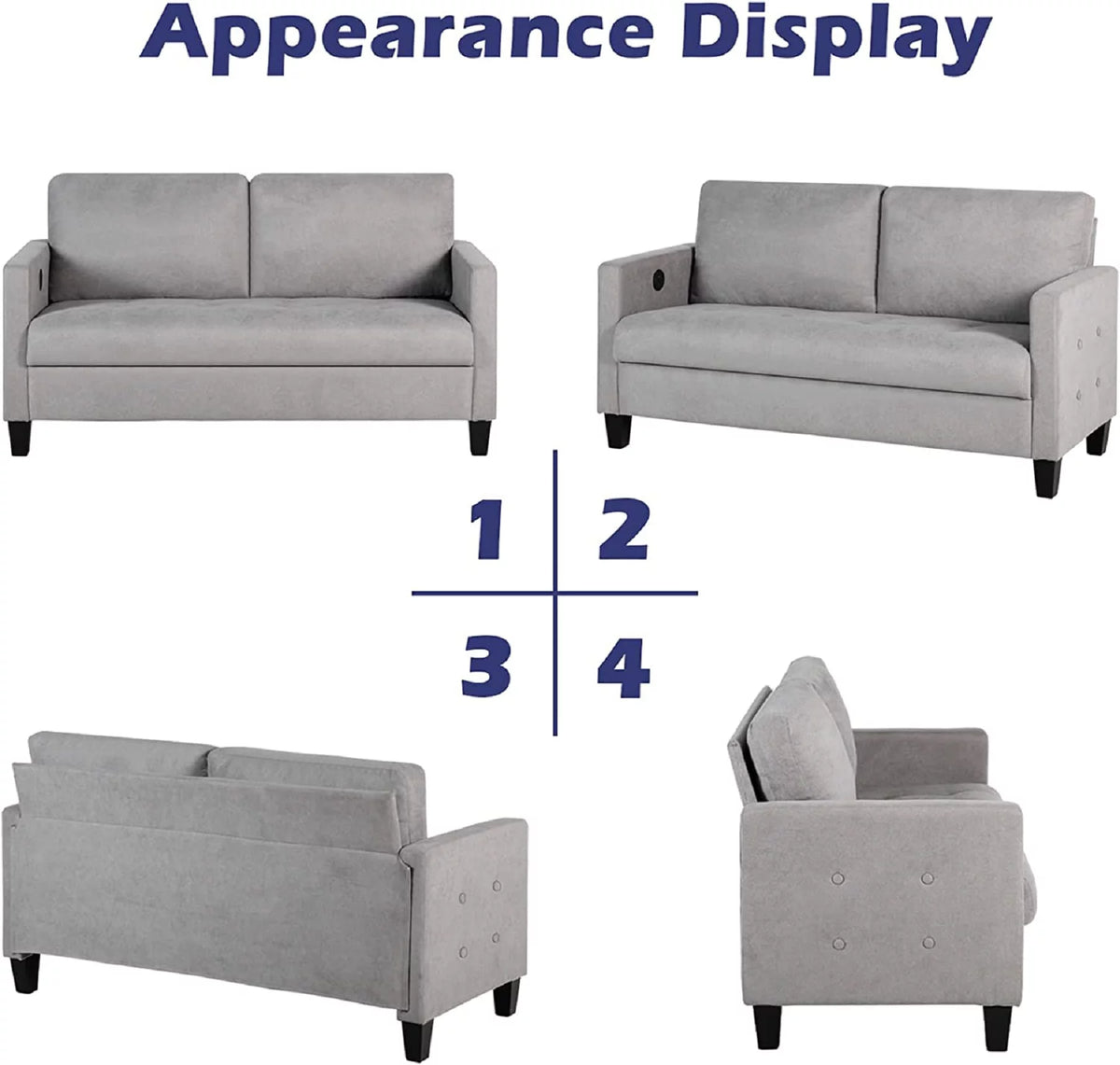 Light Grey Tufted 2 Seater Sofa I941080