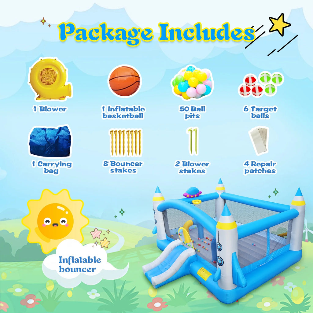 Inflatable Bouncer with Blower, 198" x 180" Play Area, 96" Tall N908003