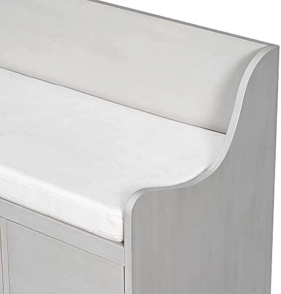 48" Entry Bench with Removable Cushion and 4 Drawers White J869578