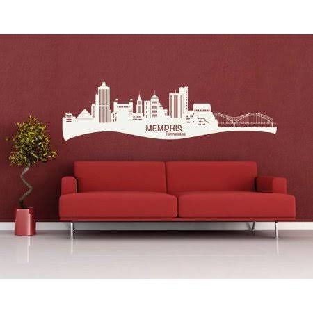 Gray 47in x 16in Cityscape Wall Decal L952